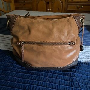 The Sak leather slouchy shoulder bag with braided strap, gently used